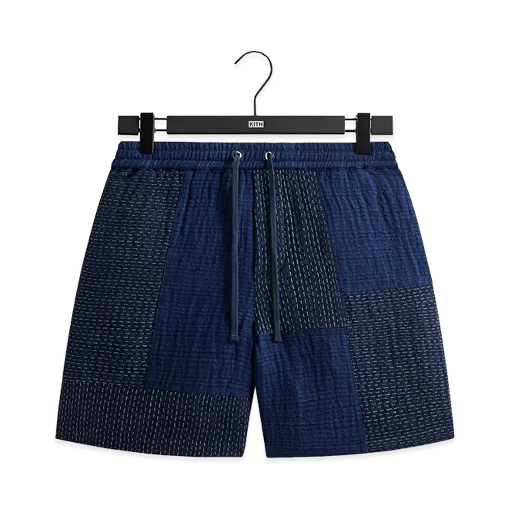 Kith Stitched Patchwork Curtis Short "Mid Indigo"