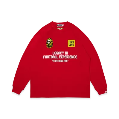 A BATHING APE x Cristiano Ronaldo CR7 Multi Logo Poly Relaxed Fit Ls Football Jersey "Red"