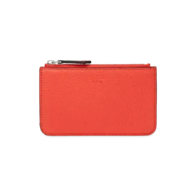 FENDI Key Case Slim Clutch Leather Pouch "Red"