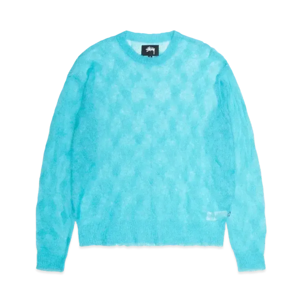 Stussy Loose Knit Cross Cable Sweater "Cyan"