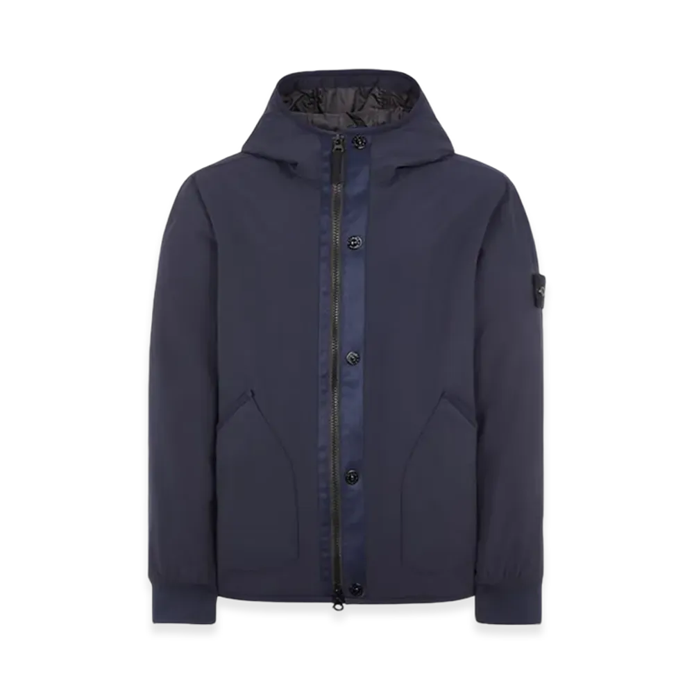 Stone Island 41027 Soft Shell-R E.Dye Pure Insulation Technology Recycled Polyester Primaloft Hooded Blouson - 23FW "Navy Blue"