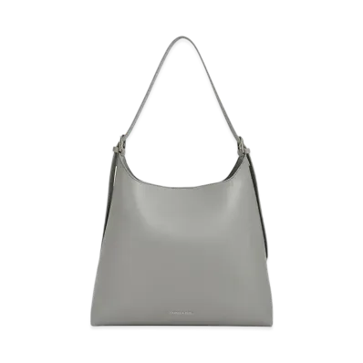 CHARLES & KEITH Double Buckle Trapeze Hobo Bag "Grey"