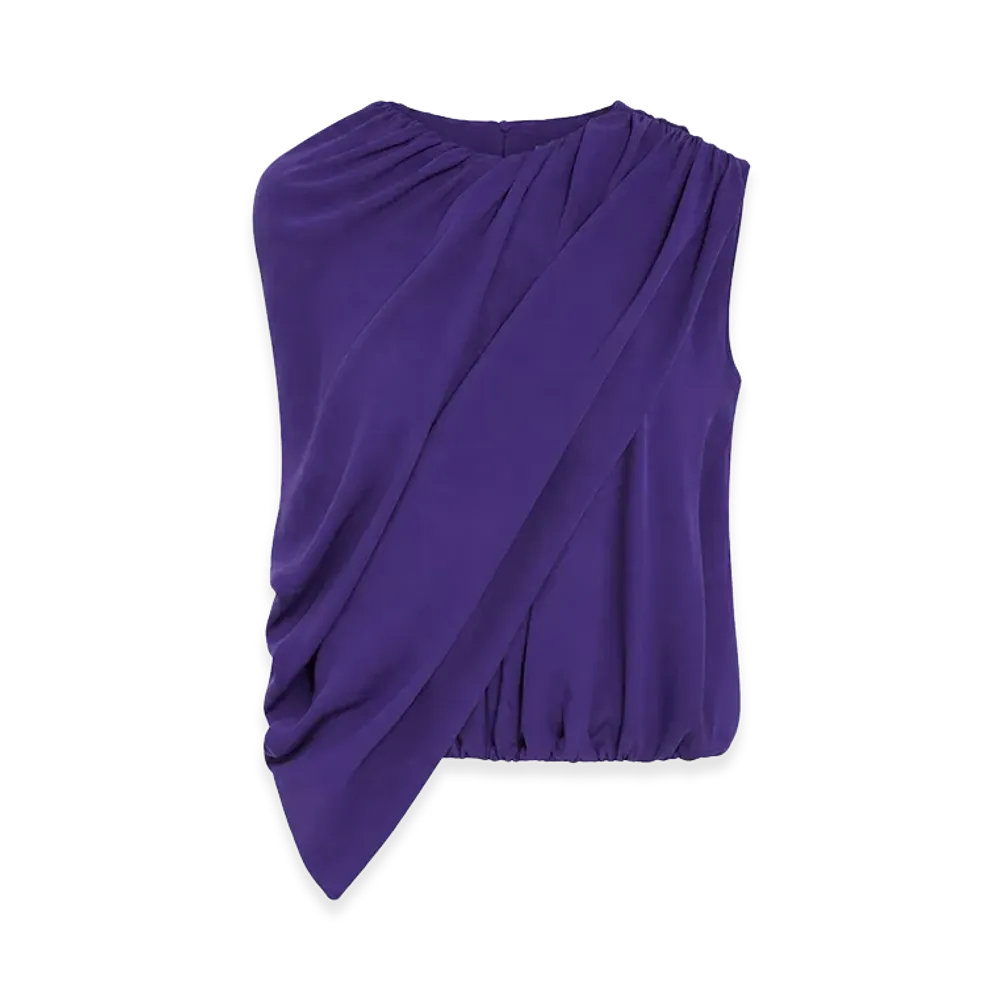 BALENCIAGA Women's Silk Cady Cape Top "Purple"