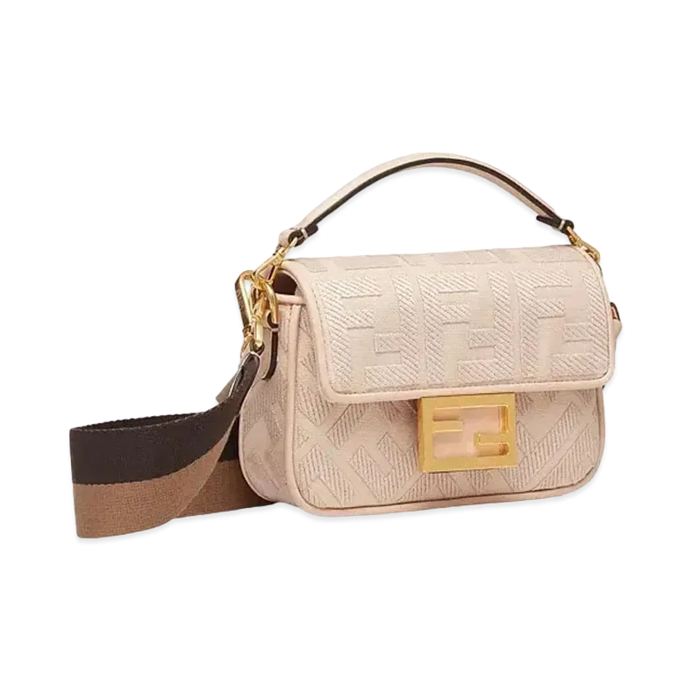 FENDI Mini Baguette FF Canvas Bag "Pink"
