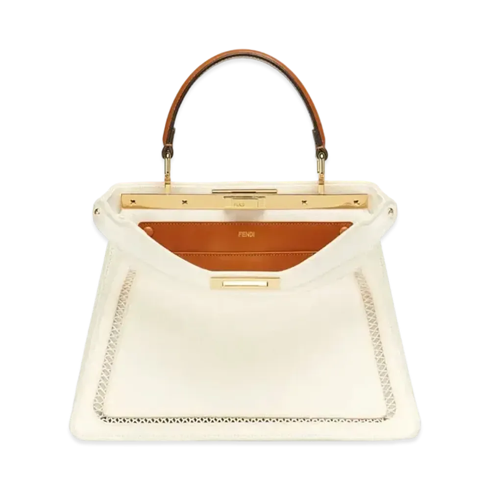FENDI Peekaboo Iseeu Medium Canvas Bag With Embroidery "White"