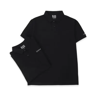 Yohji Yamamoto POUR HOMME 2Pieces Pack Signature Embroidery Big Polo Shirts "Black"