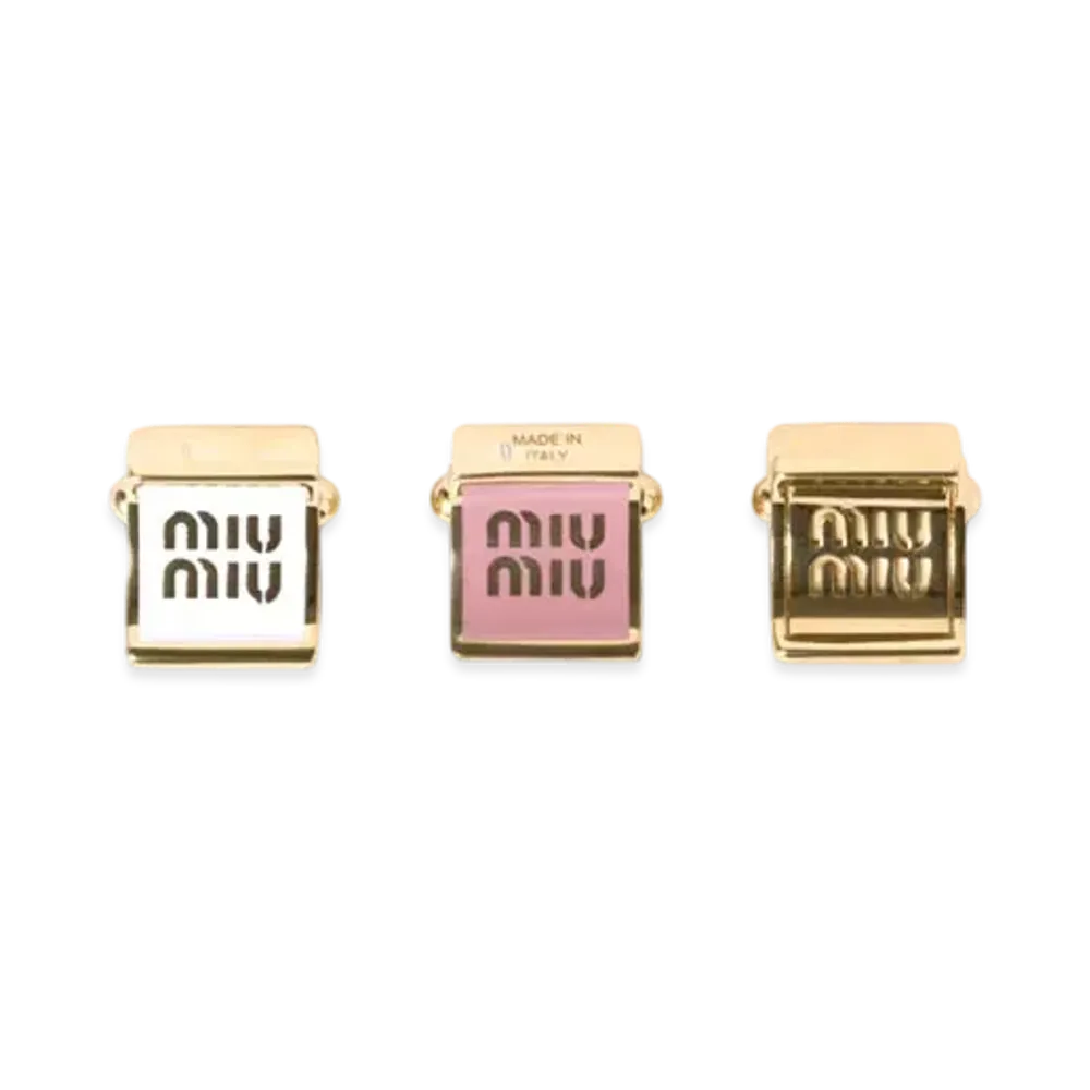 MIUMIUEnameled Metal Hair Clip "White/Gold/Pink"