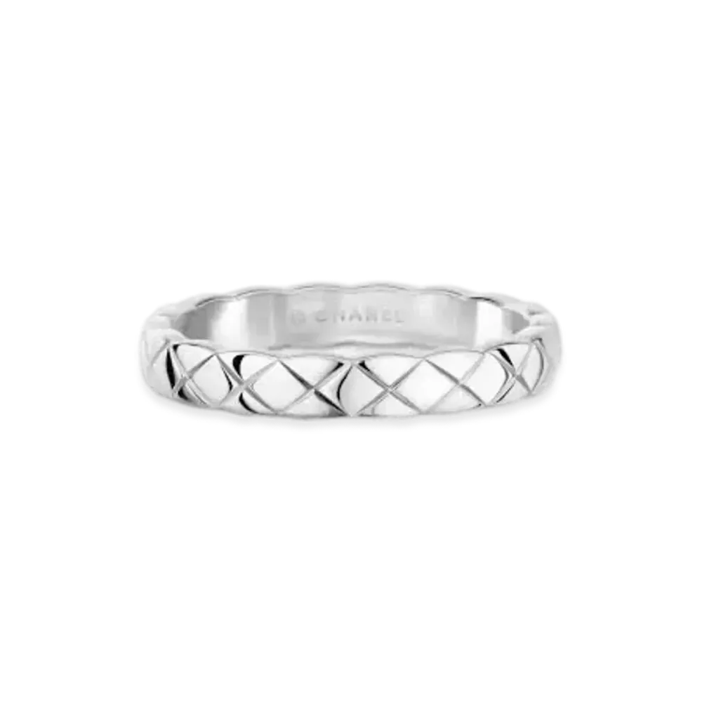 CHANEL Coco Crush Ring Quilted Motif Mini Version 18K "White Gold"