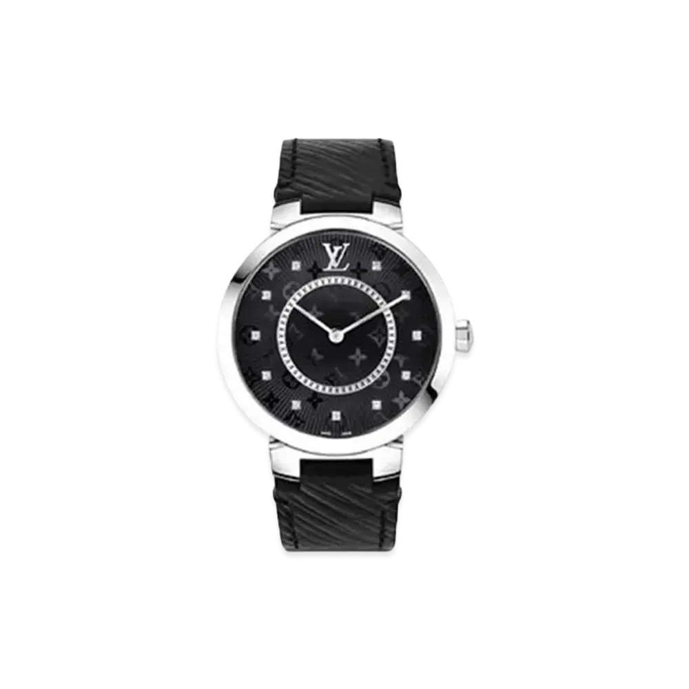 Louis Vuitton Tambour Slim Monogram Quartz 39mm "Stainless Steel/Noir"