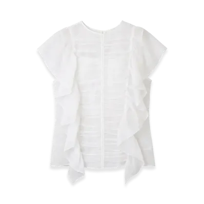 Chloe Women's Sleeveless Ruffle Top "White"