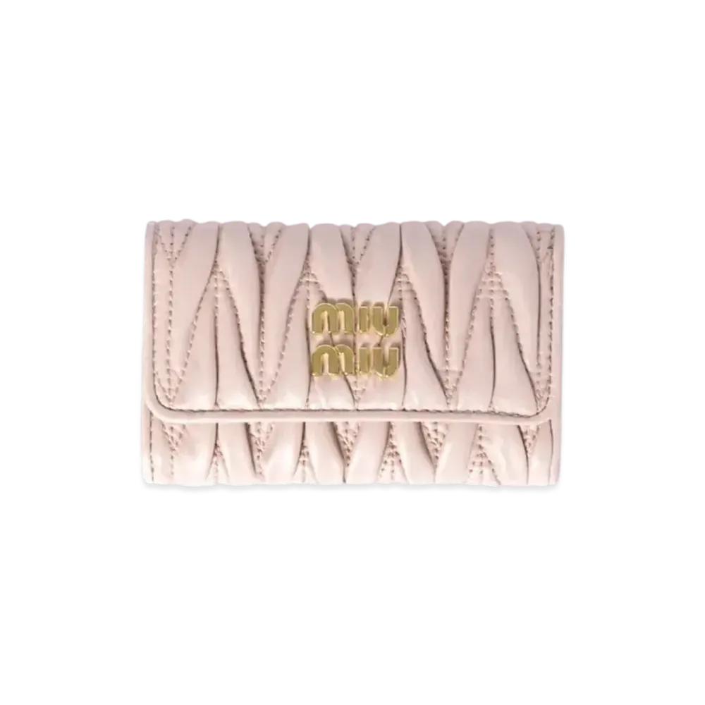 MIUMIU Matelasse Nappa Leather Key Case "Pink Beige"
