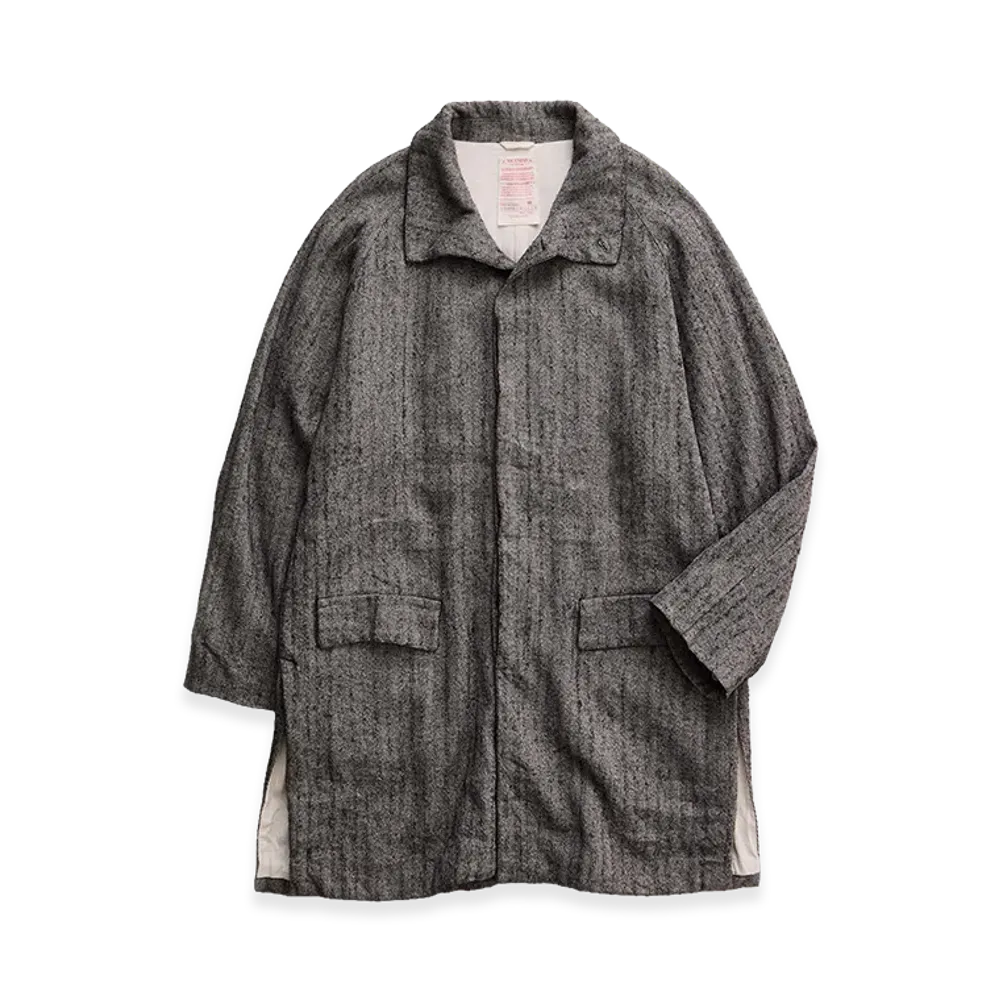 NICENESS H.Calder Linen Alpaca Silk Herringbone Rover Coat "Gray"