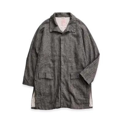 NICENESS H.Calder Linen Alpaca Silk Herringbone Rover Coat "Gray"