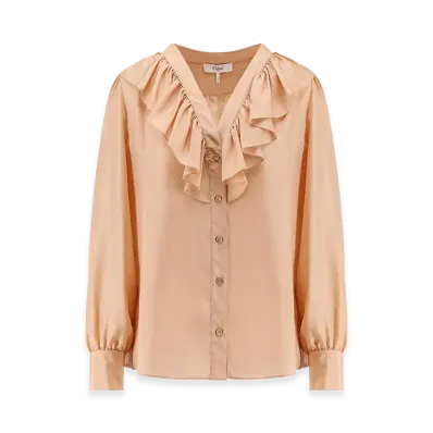 Chloe Women's Silk Shirt With Rouches "Orange"