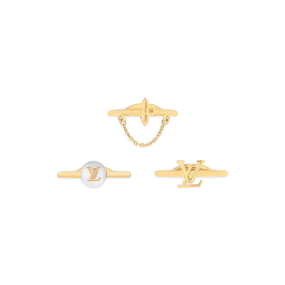 Louis Vuitton Blooming Pearls Ring Set Monogram Flower LV Initial "Dore"