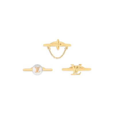 Louis Vuitton Blooming Pearls Ring Set Monogram Flower LV Initial "Dore"