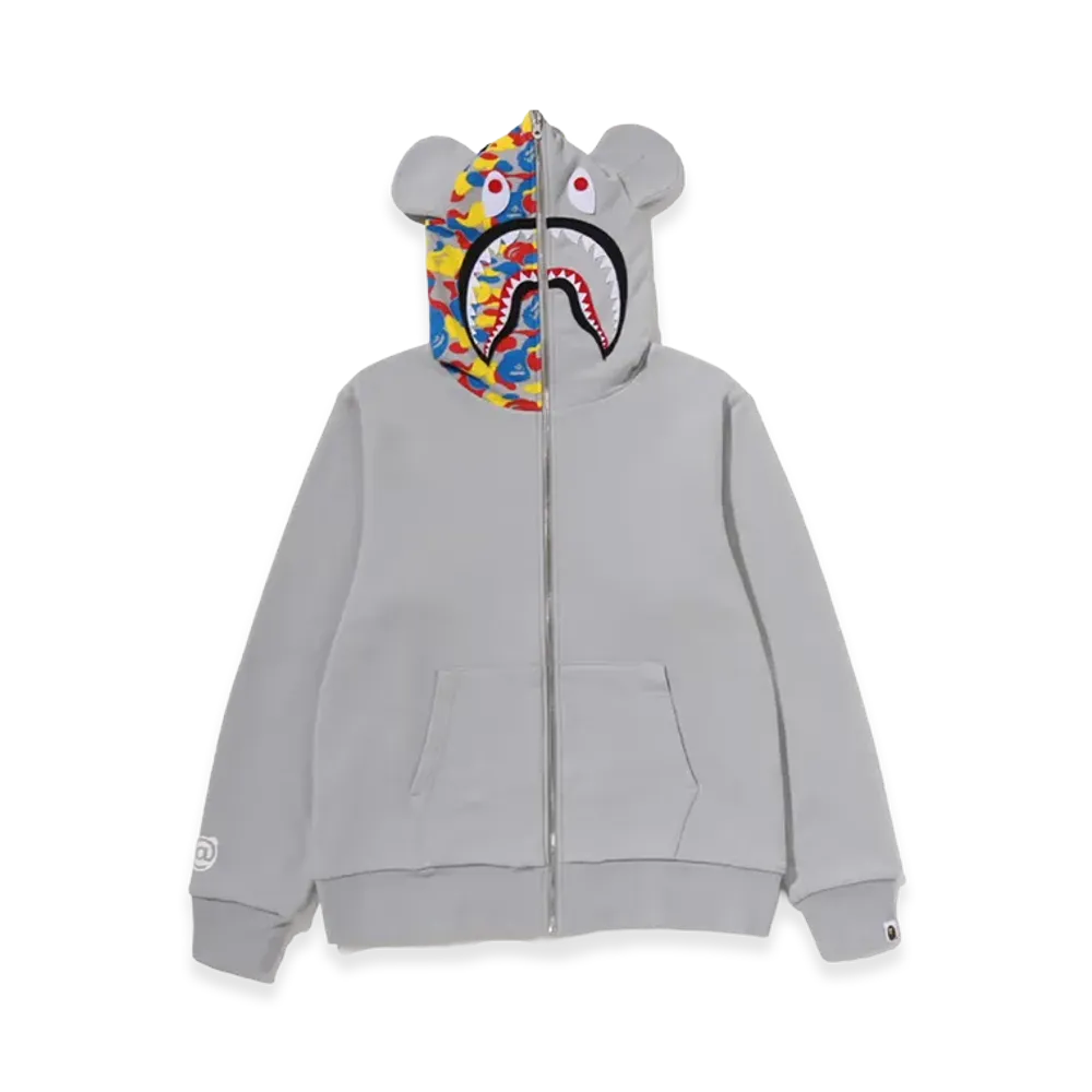 A BATHING APE x MEDICOM TOY 30th Anniv. Bear Shark Full Zip Reversible Hoodie "Multi"