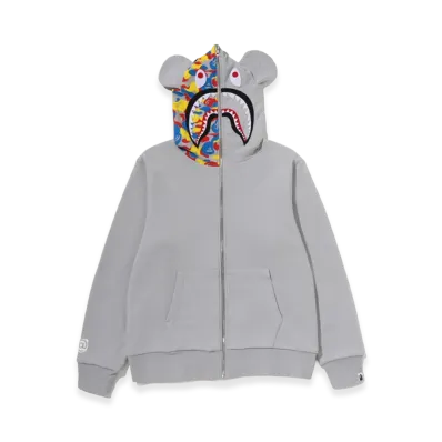 A BATHING APE x MEDICOM TOY 30th Anniv. Bear Shark Full Zip Reversible Hoodie "Multi"