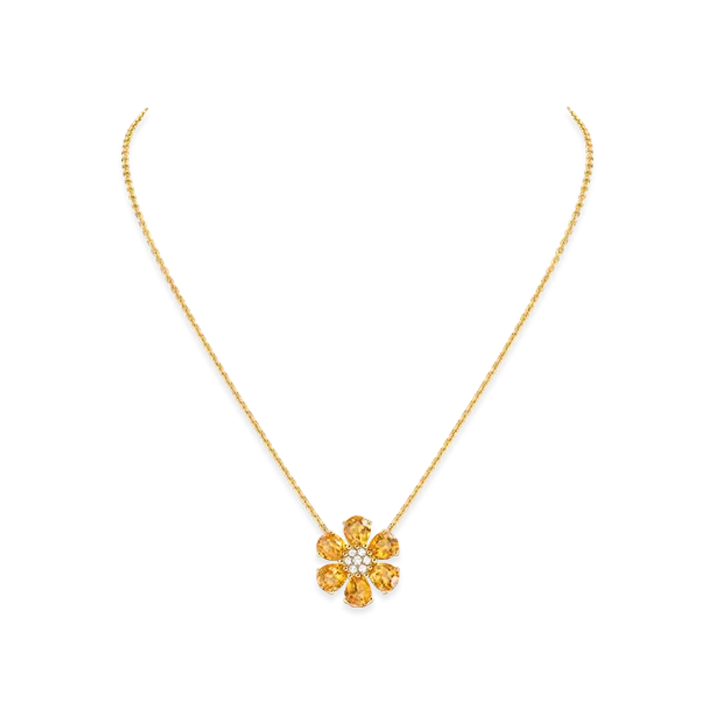 Van Cleef & Arpels Fleurette pendant "18K Yellow gold/Citrine/Diamond"