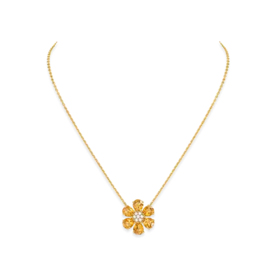 Van Cleef & Arpels Fleurette pendant "18K Yellow gold/Citrine/Diamond"