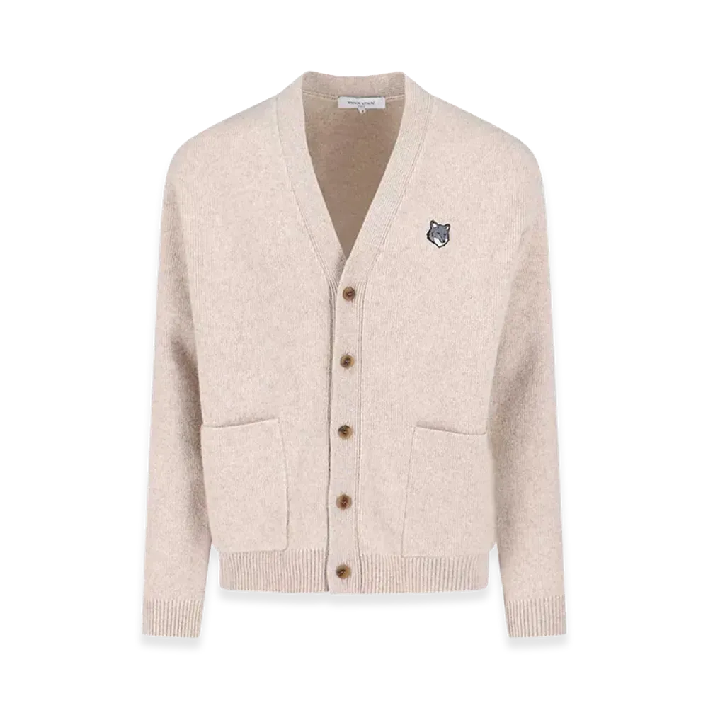 Maison Kitsune Fox Head Milano Wool Cardigan "Tan"