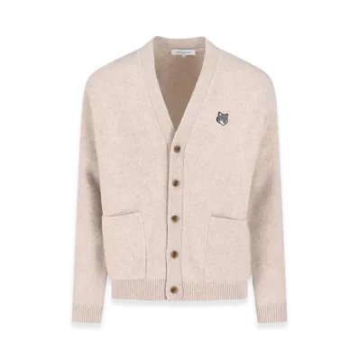 Maison Kitsune Fox Head Milano Wool Cardigan "Tan"