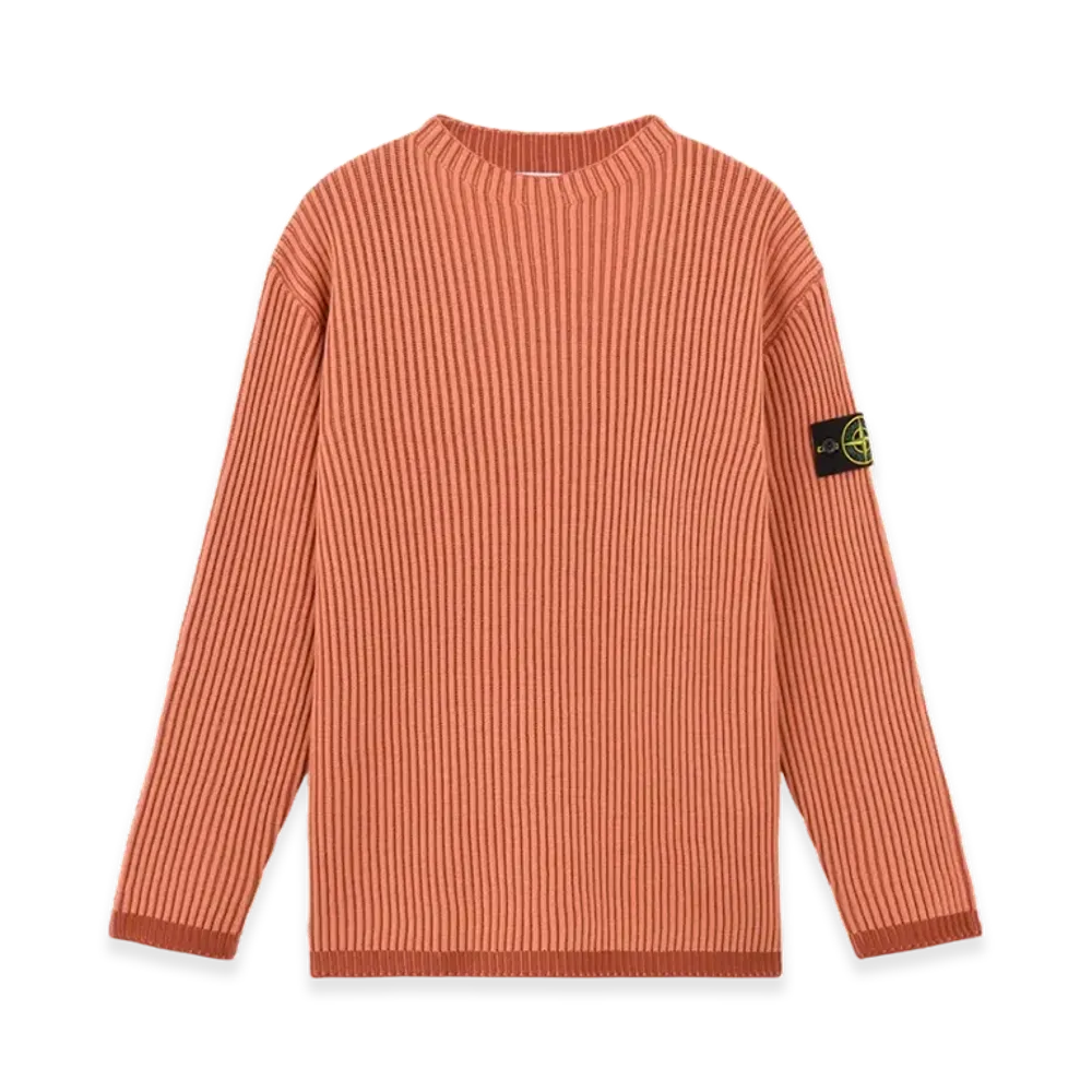 Stone Island 532C1 Vanise Full Rib RWS Wool Loose Fit Mock Neck Sweater - 24FW "Orange"