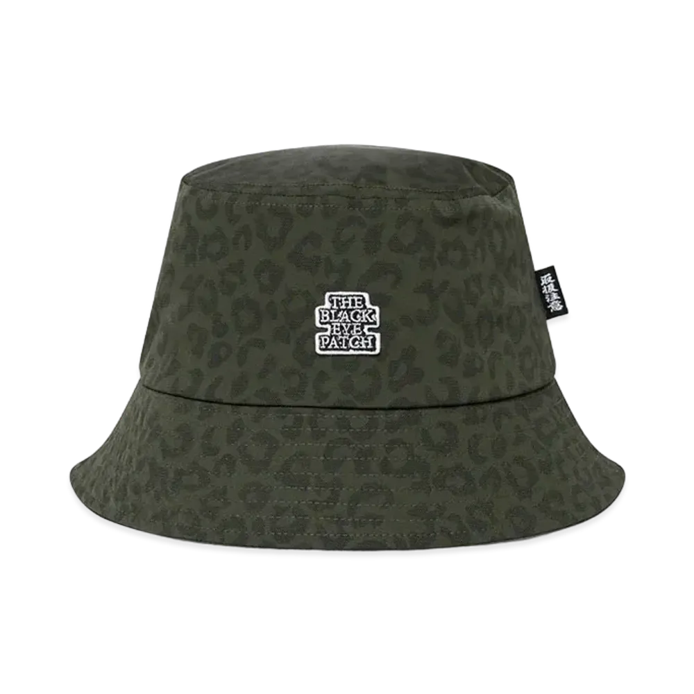 BlackEyePatch OG Label Leopard Patterned Bucket Hat "Olive"