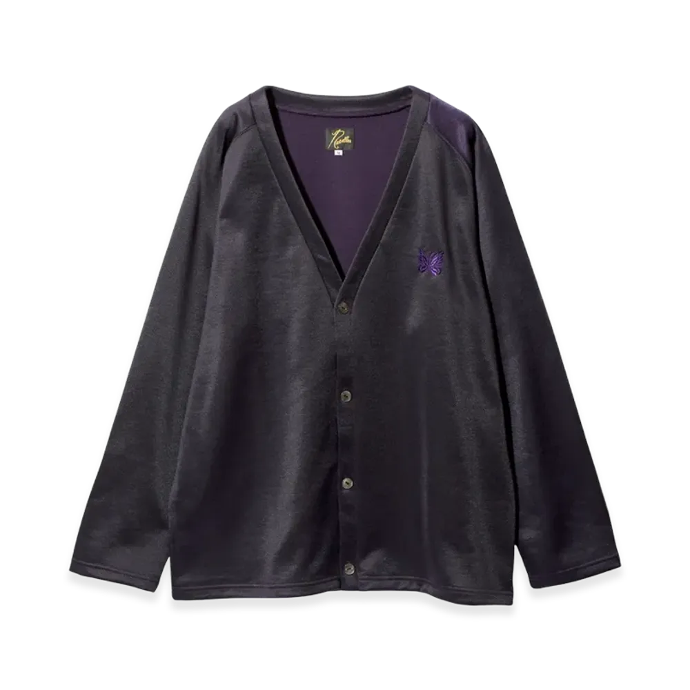NEEDLES V-Neck Cardigan C/PE Bright Jersey "Eggplant"
