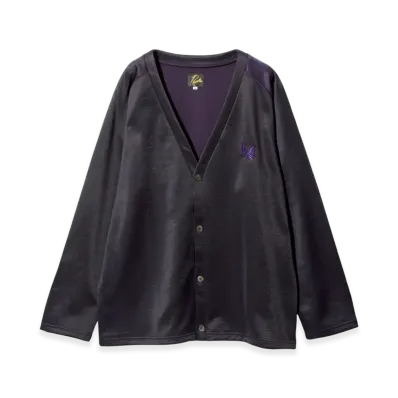 NEEDLES V-Neck Cardigan C/PE Bright Jersey "Eggplant"