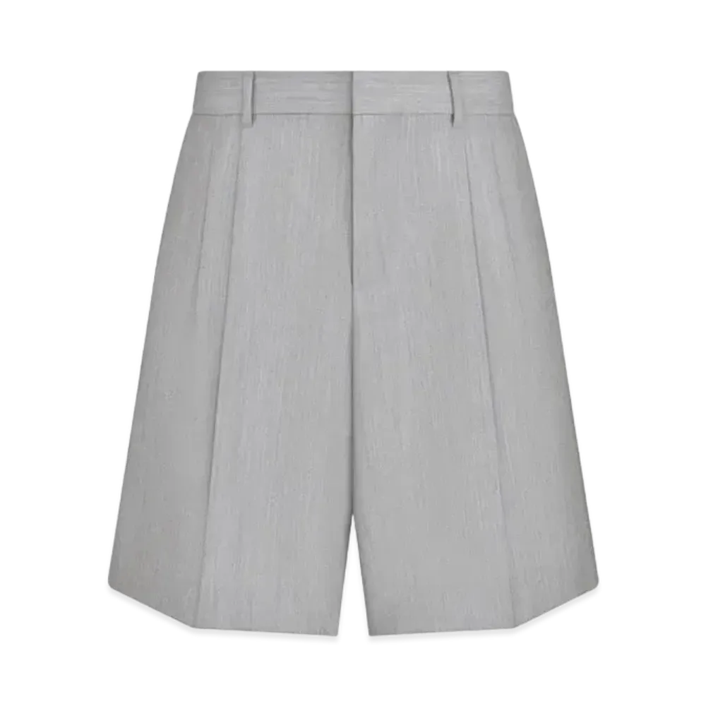 Dior Embroidered Wide-Leg Bermuda Shorts Wool and Mohair "Gray"