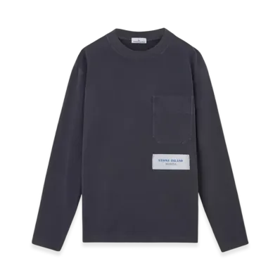 Stone Island 208X4 Marina 24/2 Cotton Jersey Old Effect Oversized Fit Long Sleeve T-Shirt - 24FW "Ink Blue"