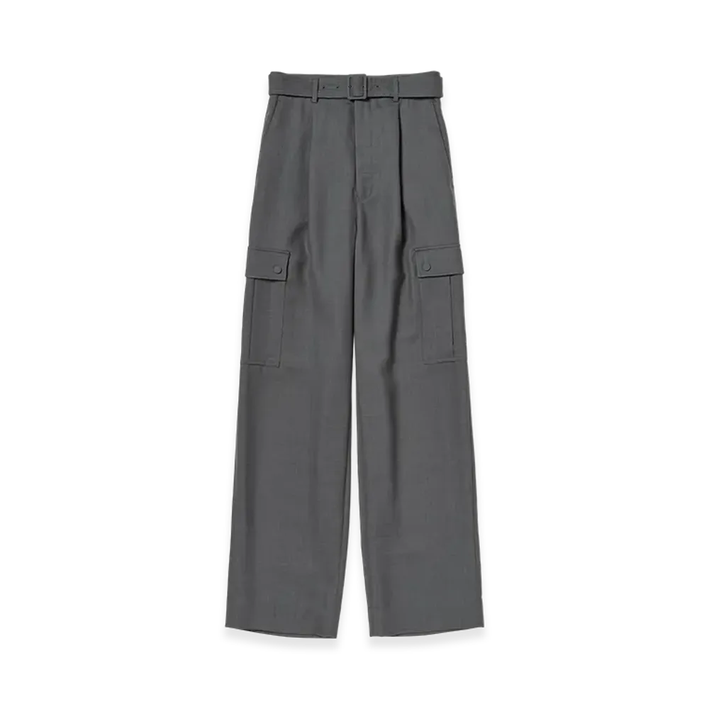 AURALEE Women's Structured Wool Double Cloth Cargo Pants "Top Gray"