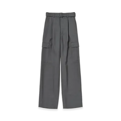 AURALEE Women's Structured Wool Double Cloth Cargo Pants "Top Gray"