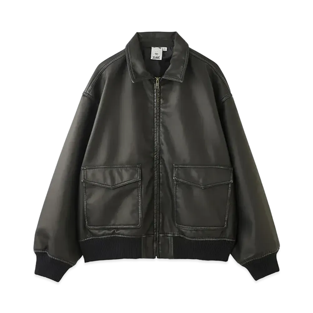 X-Girl Distressed Faux Leather Jacket "Black"