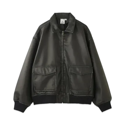 X-Girl Distressed Faux Leather Jacket "Black"