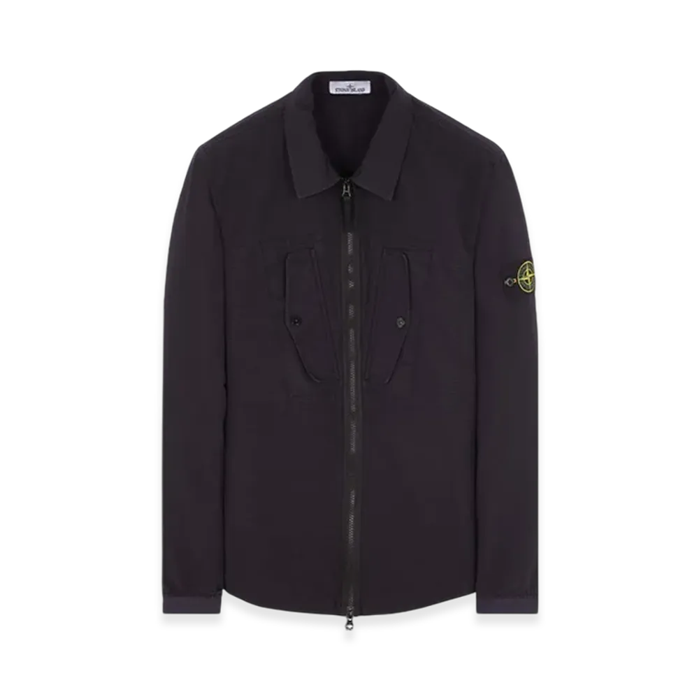 Stone Island 11112 Heavy Duty Cotton Ripstop Garment Dyed Overshirt - 23FW "Navy Blue"