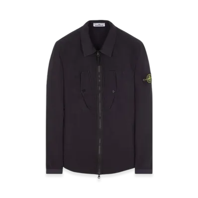 Stone Island 11112 Heavy Duty Cotton Ripstop Garment Dyed Overshirt - 23FW "Navy Blue"