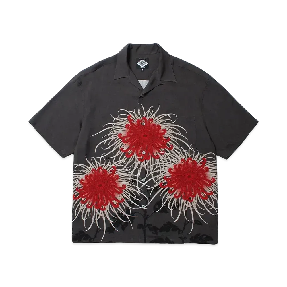 APHRODITEGANG Gakkin x Budspool Nichisho Kiku Open Collar Shirt "Charcoal"