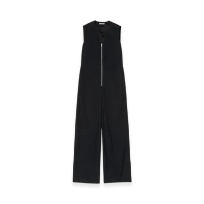 AURALEE Wool Herringbone Sleeveless Jumpsuit "Black"