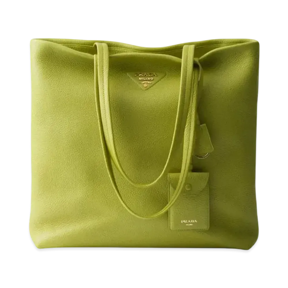 PRADA Large Leather Tote Bag "Light Green"