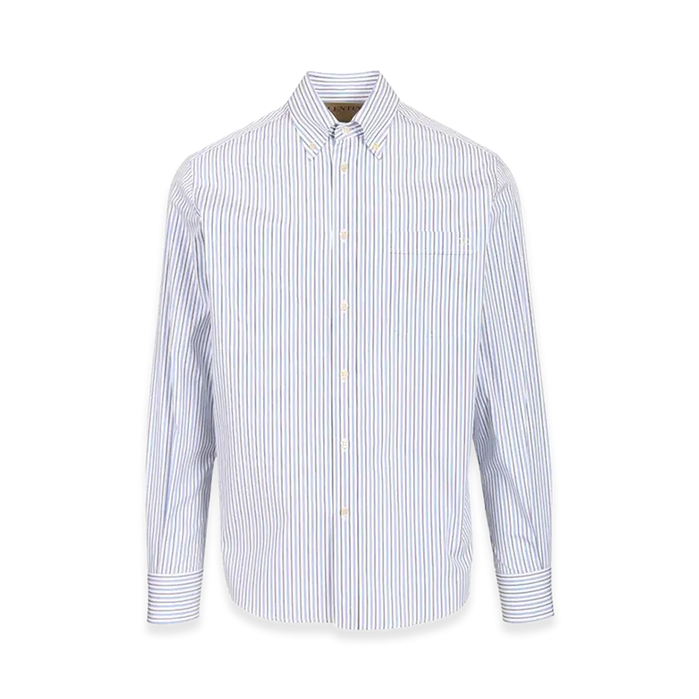 Valentino Striped Cotton Button-Down Shirt "Light Blue"