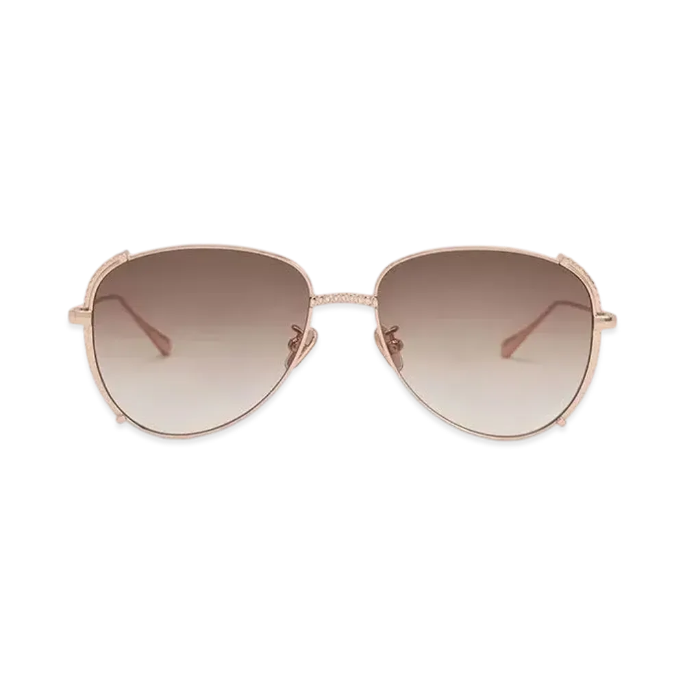 CHARLES & KEITH Gem-Embedded Wire-Frame Aviator Sunglasses "RoseGold"