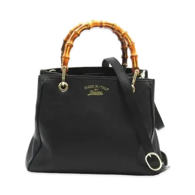 GUCCI Small Shopper Bag Bamboo Leather "Black"