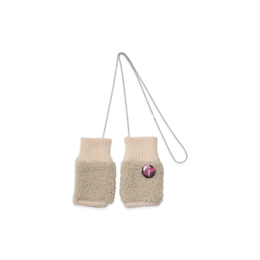 HYSTERIC GLAMOUR See No Evil Boa Fingerless Gloves "White"