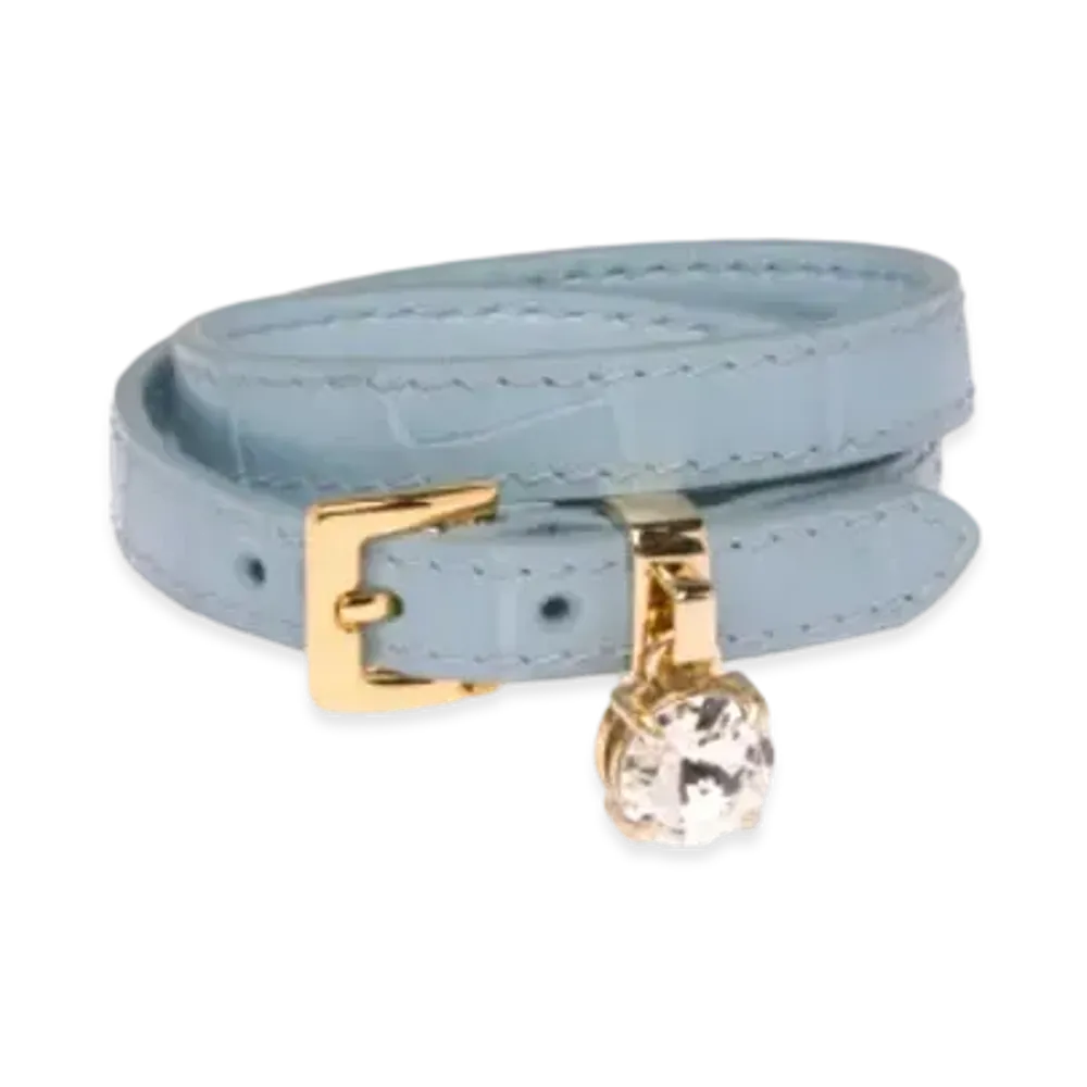 MIU MIU Crocodile Printed Leather Bracelet "Sky Blue"