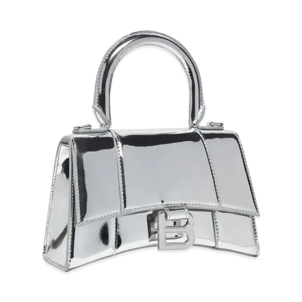 BALENCIAGA Hourglass Plus Small Mirror Tote "Silver"