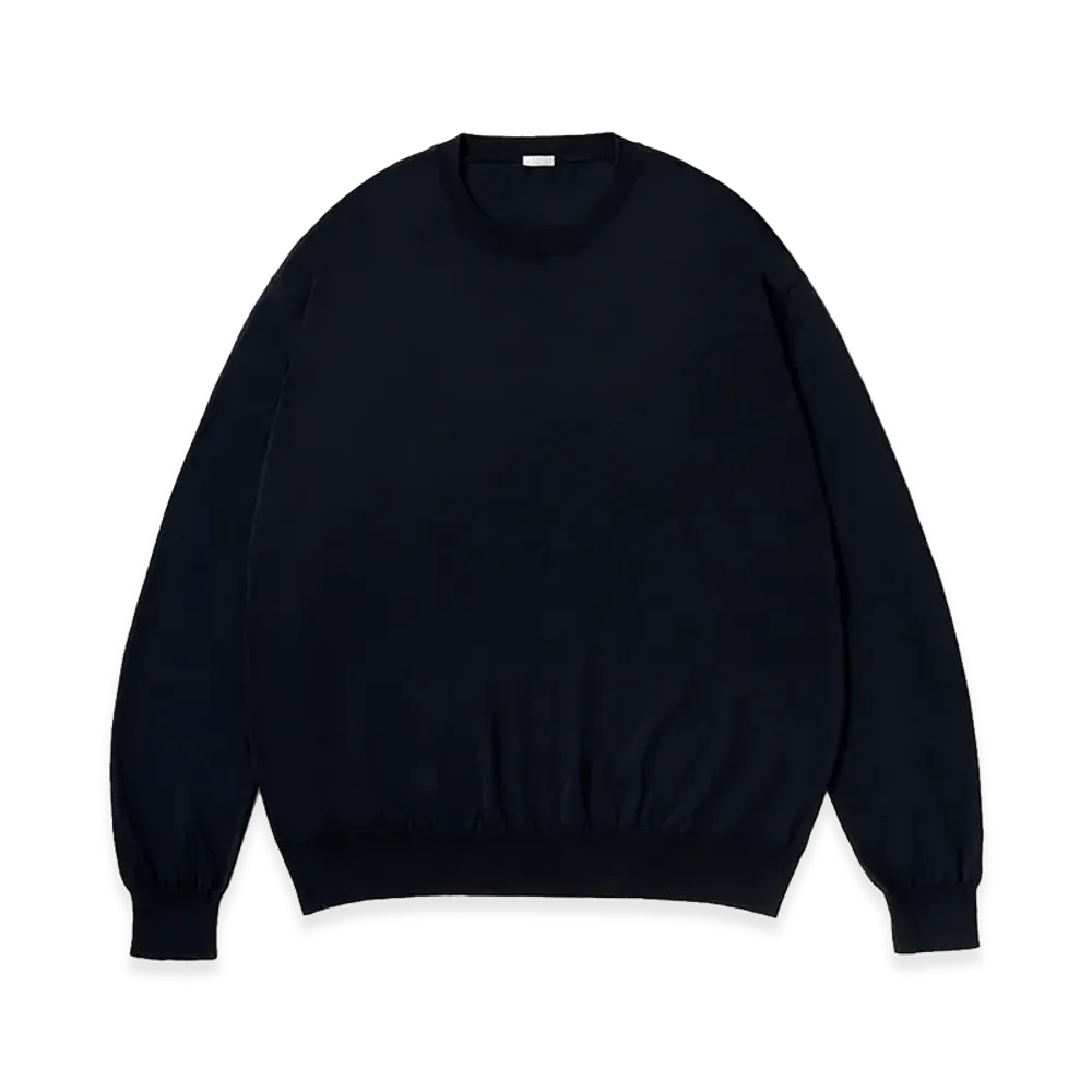 A.PRESSE Wool Cotton High Gauge Crewneck Sweater "Navy"