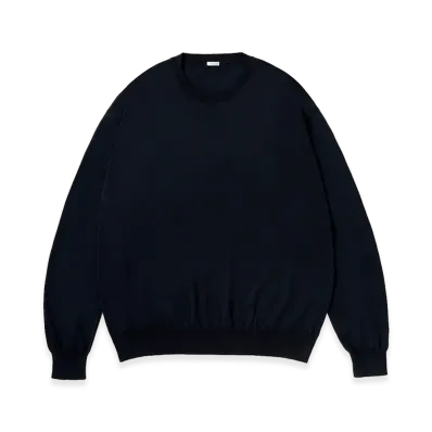 A.PRESSE Wool Cotton High Gauge Crewneck Sweater "Navy"