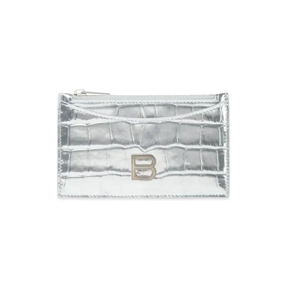 BALENCIAGA Hourglass Long Coin And Card Holder "Silver"